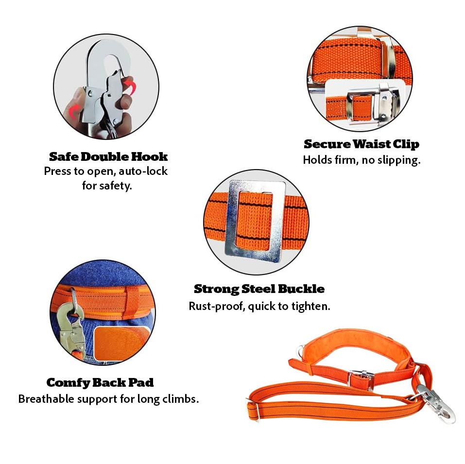 Heavy-Duty Tree Climbing Spikes with Safety Belt