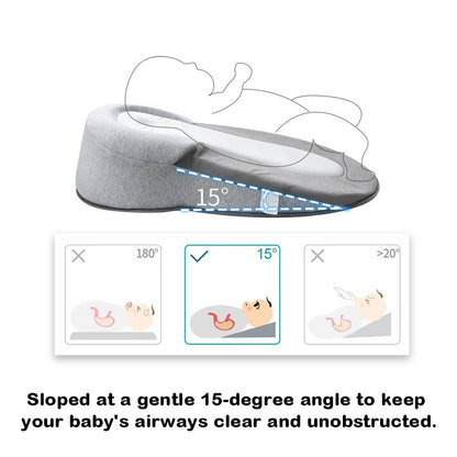 Anti-Spit Up Baby Lounger Pillow – 15° Incline Newborn Nest, Nursing & Feeding Support