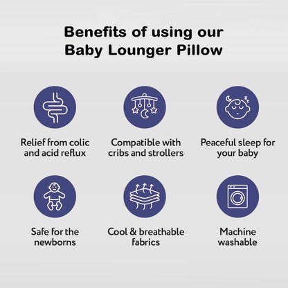 Anti-Spit Up Baby Lounger Pillow – 15° Incline Newborn Nest, Nursing & Feeding Support